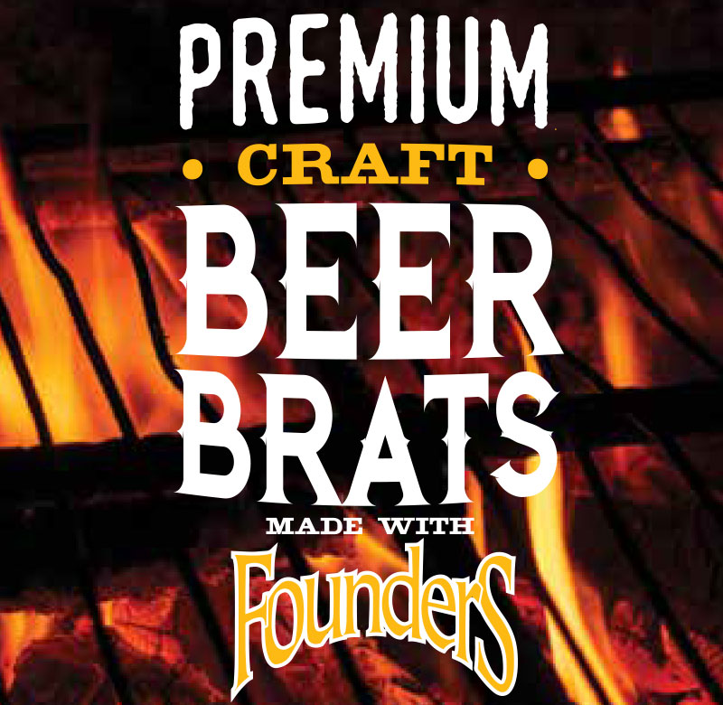 Premium craft beer brats made with Founders