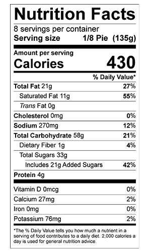 cherry pie nutrition label