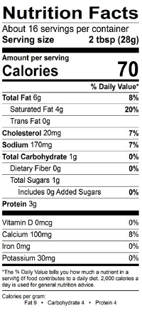 queso nutrition label