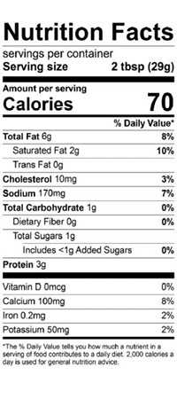 spinach artichoke nutrition label